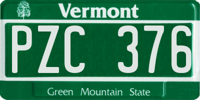 VT license plate PZC376