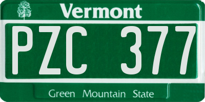 VT license plate PZC377