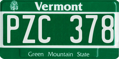 VT license plate PZC378
