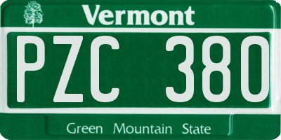 VT license plate PZC380