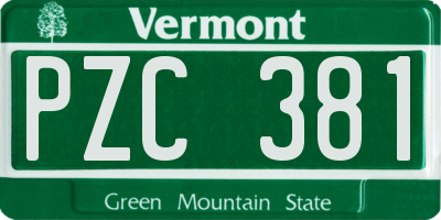 VT license plate PZC381