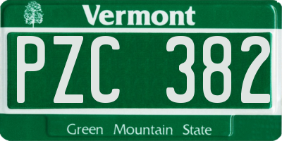 VT license plate PZC382