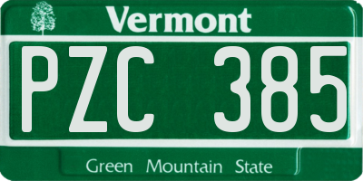 VT license plate PZC385