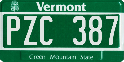VT license plate PZC387