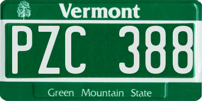 VT license plate PZC388