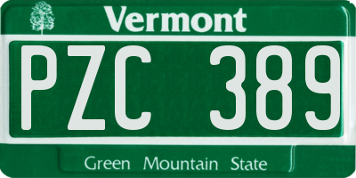 VT license plate PZC389