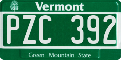 VT license plate PZC392