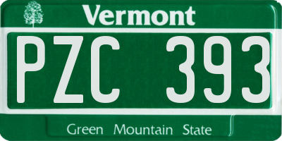 VT license plate PZC393