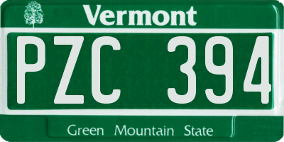 VT license plate PZC394