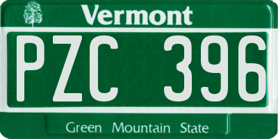 VT license plate PZC396