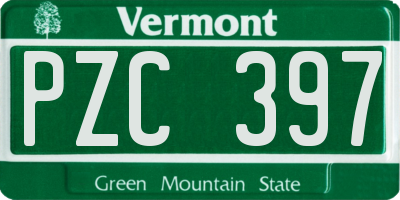 VT license plate PZC397