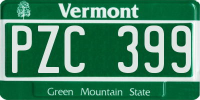 VT license plate PZC399