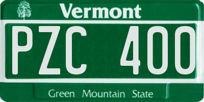 VT license plate PZC400