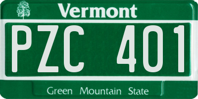 VT license plate PZC401
