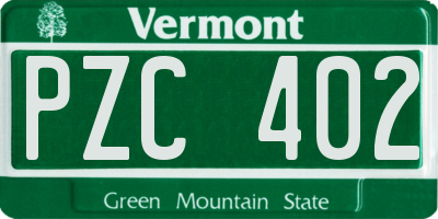 VT license plate PZC402