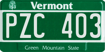 VT license plate PZC403