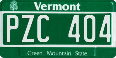 VT license plate PZC404