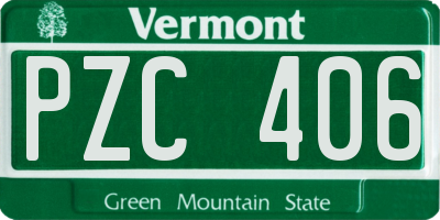 VT license plate PZC406