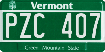 VT license plate PZC407