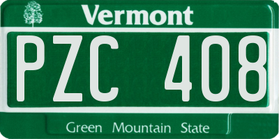 VT license plate PZC408