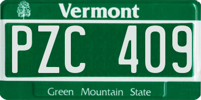 VT license plate PZC409