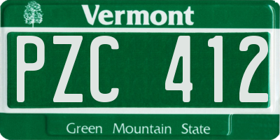 VT license plate PZC412