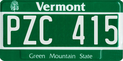 VT license plate PZC415