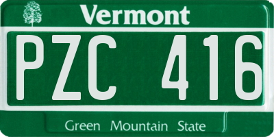 VT license plate PZC416
