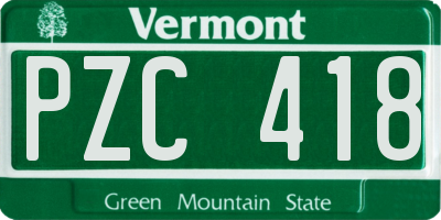 VT license plate PZC418