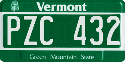 VT license plate PZC432