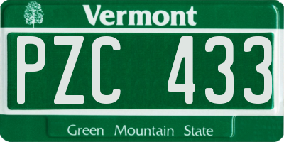 VT license plate PZC433