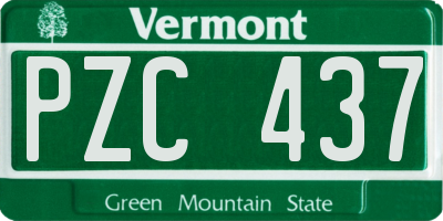 VT license plate PZC437
