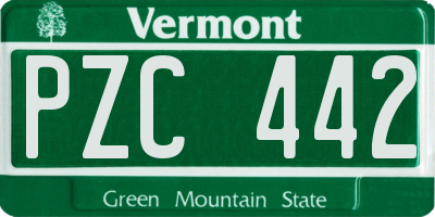 VT license plate PZC442