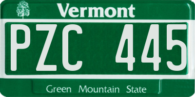 VT license plate PZC445