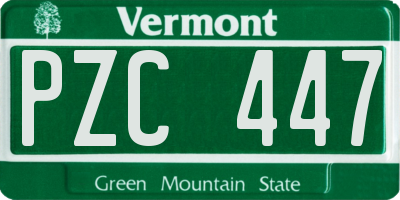 VT license plate PZC447