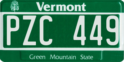 VT license plate PZC449