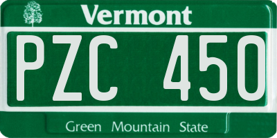 VT license plate PZC450