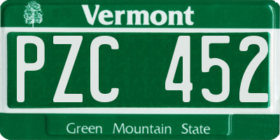 VT license plate PZC452