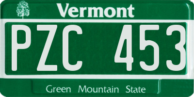 VT license plate PZC453