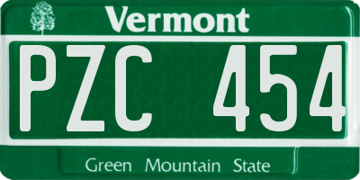VT license plate PZC454