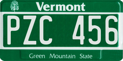 VT license plate PZC456