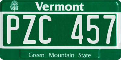 VT license plate PZC457