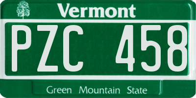 VT license plate PZC458