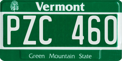 VT license plate PZC460
