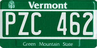VT license plate PZC462