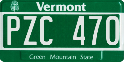 VT license plate PZC470