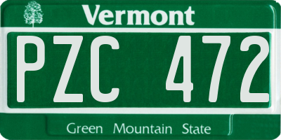 VT license plate PZC472
