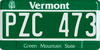 VT license plate PZC473
