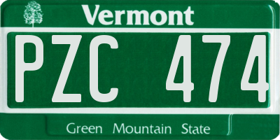 VT license plate PZC474