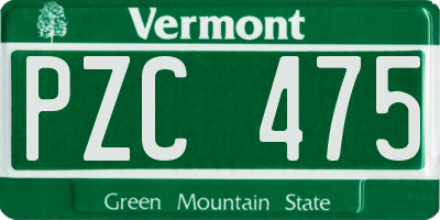 VT license plate PZC475